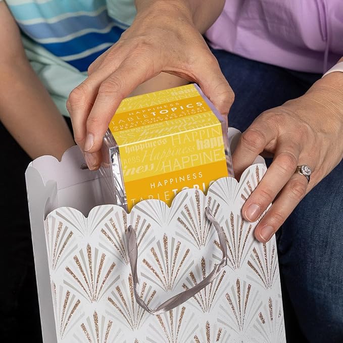 TableTopics Happiness Question Card Game - 135 Conversation Starter Cards with Tips, Ideas, & Quotes to Spark Meaningful Discussions with Adults at Dinner Parties, Girls’ Nights, and More