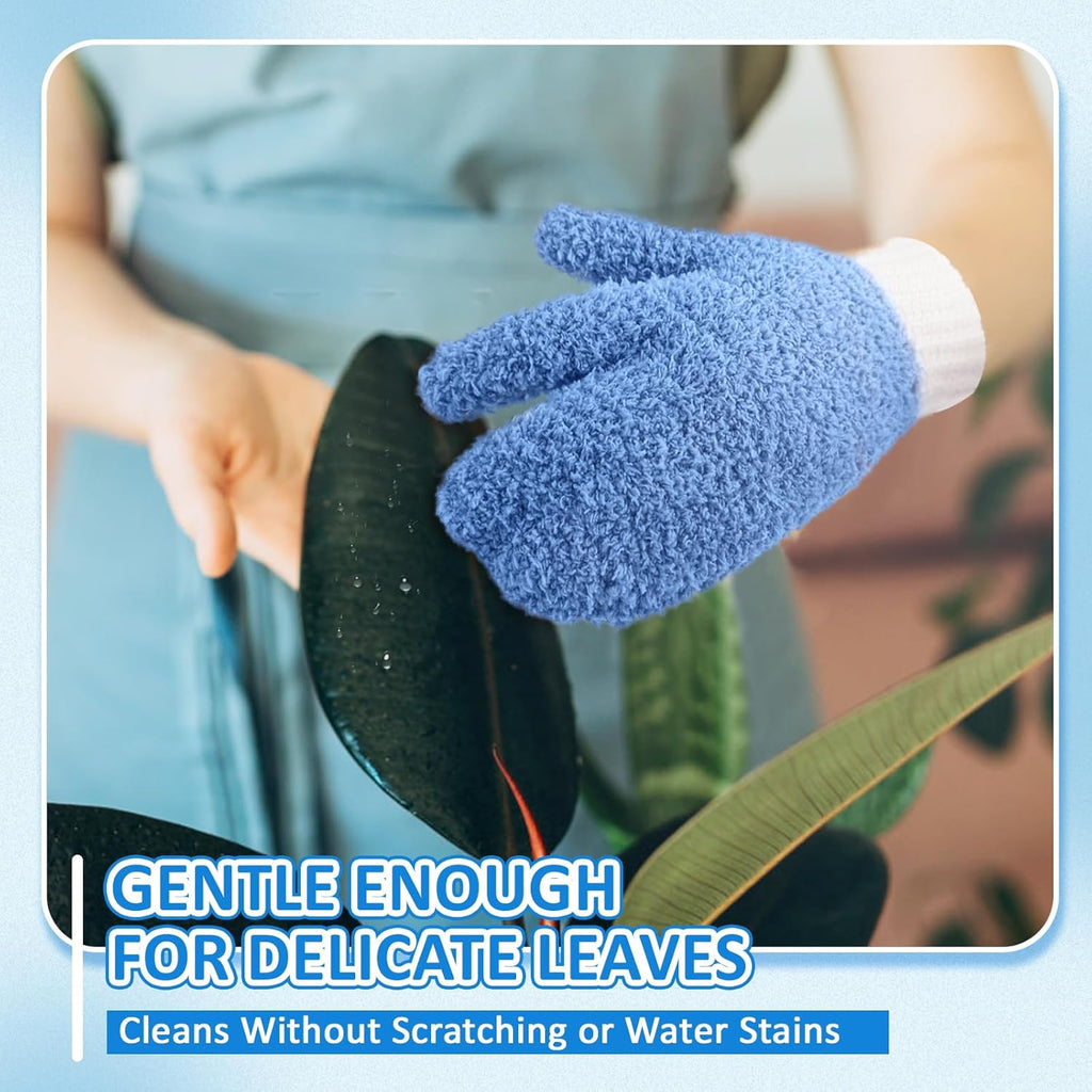 MIG4U Microfiber Dusting Gloves House Cleaning Glove for Blinds, Windows, Shutters, Furniture, and Car, Reusable Lint-Free Blue 2 Pairs S/M
