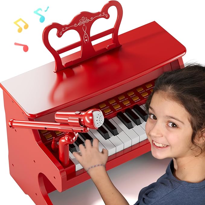 Kids Keyboard Piano for Kids - Upgraded Red Digital Musical Keyboard Piano Instrument Toys for 2 3 4 5 6 7 Years Old Beginners Educational Instruments Birthday Gift for Girls and Boys