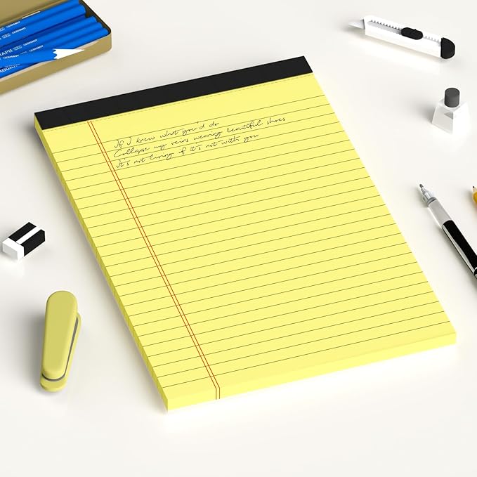 Small Note Pads 5x8" – 6 Vibrant Colors Notepad, College Ruled, 30 Sheets Each | Perfect for Work, School & Creative Notes! Legal Pads 5 x 8 Perforated Narrow Ruled Pads of Paper (Multicolor 6)