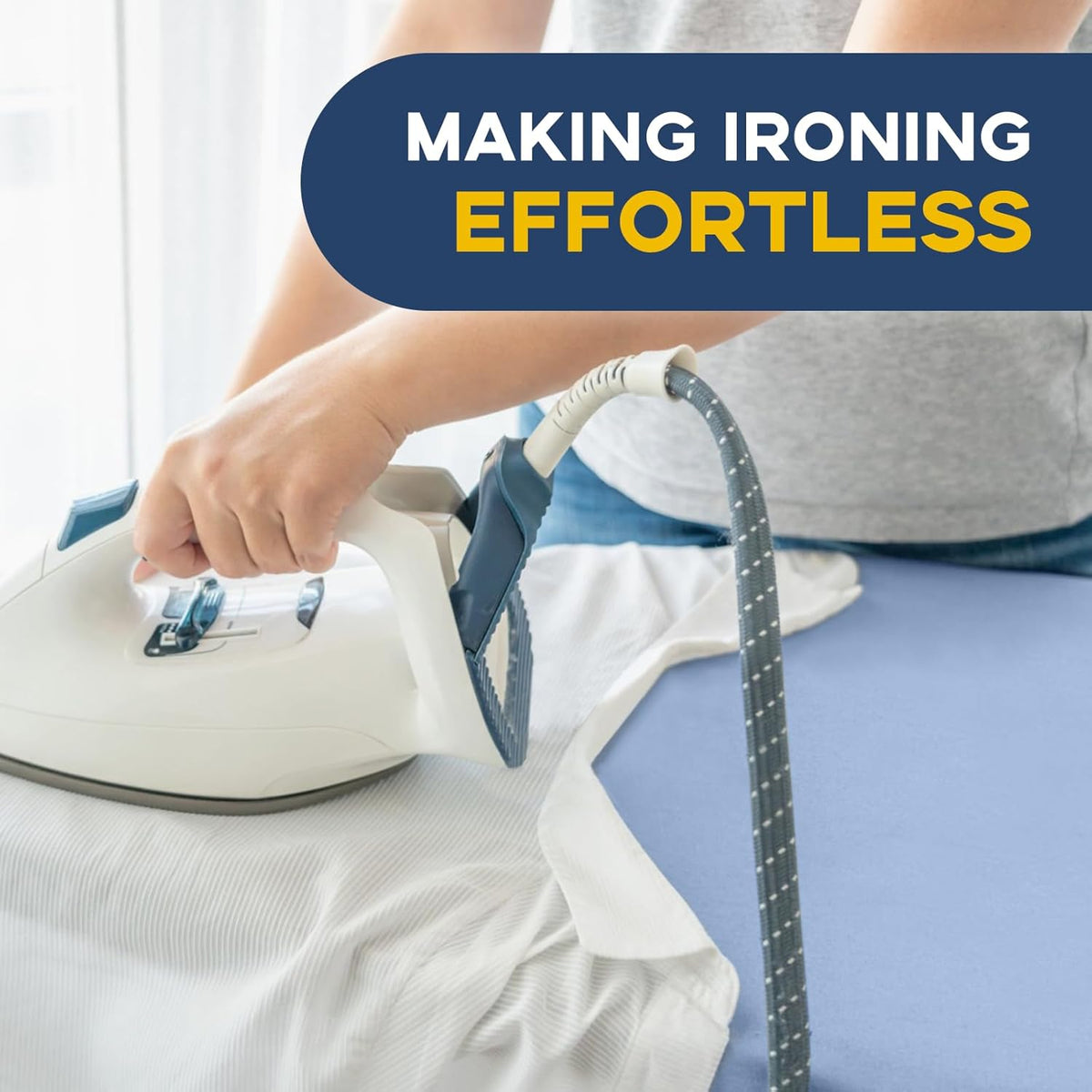 Full Size Ironing Board with Iron Rest, Heavy Duty Compact Ironing Board 43"x13" with Thick Cover and Pad, Height Adjustable Sturdy Iron Stand, Blue
