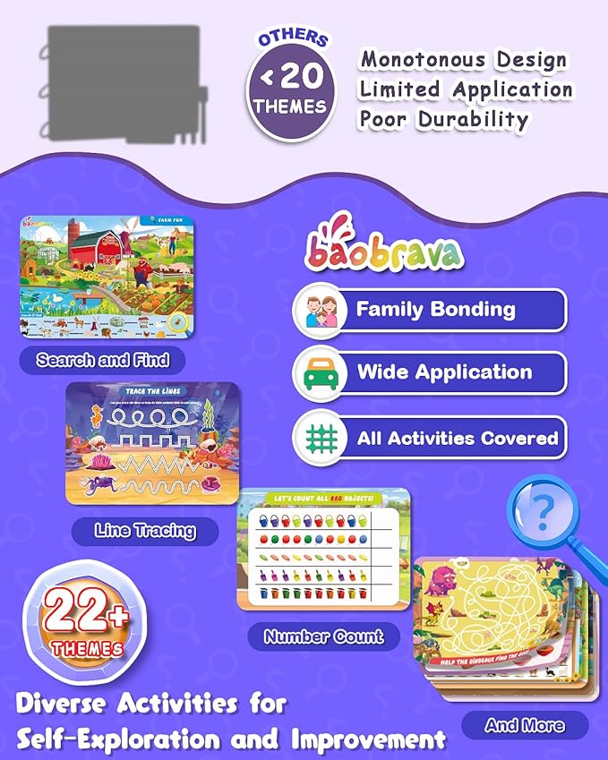 Search and Find: 22 Preschool Learning Activities for Kids 3-8 | Travel Games for Car and Airplane | Toddler Learning Toys | Board Games and Activitys Book for Kids | Back to School Gifts