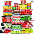 RockBerry 50 Pcs Large Food Storage Containers with Lids Airtight-85 OZ to small Containers-Total 526OZ Stackable Kitchen Set -BPA Free Leak proof containers (50Multi)
