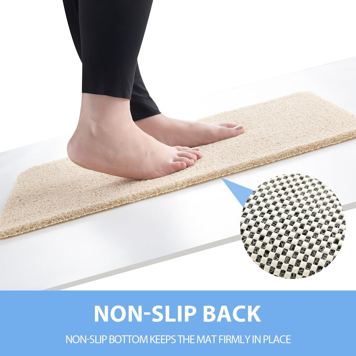 Non-Slip Bathtub Mat, Anti Slip Shower Mat, Fast Drying Bathtub Mats, Foot Scrubber Mat, Anti Slip Mat for Tub, Floor, Bathroom, Kitchen, Home, Hotel (Beige 47"×16")