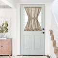NICETOWN Sheer Back Door Curtain - Linen Textured Sidelight French Door Panel with Bonus Tieback, Semi Sheer Privacy with Light Filter Window Treatment (52" Wide x 40" Long, Taupe, 1 Panel)