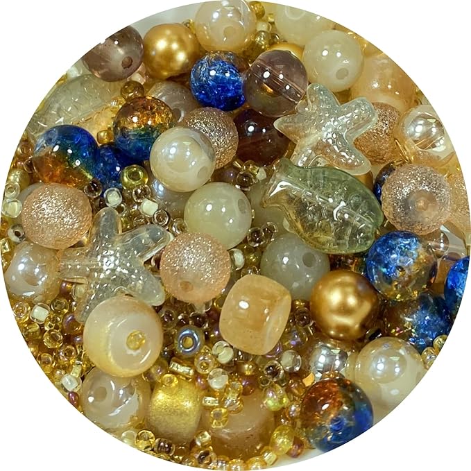 Assorted Glass Resin Beads Multi Size Colors Smooth Cracked Gravel Millet Spacer Beads for Bracelets Necklace Earring DIY Jewelry Making Craft(Scented Tea Series)