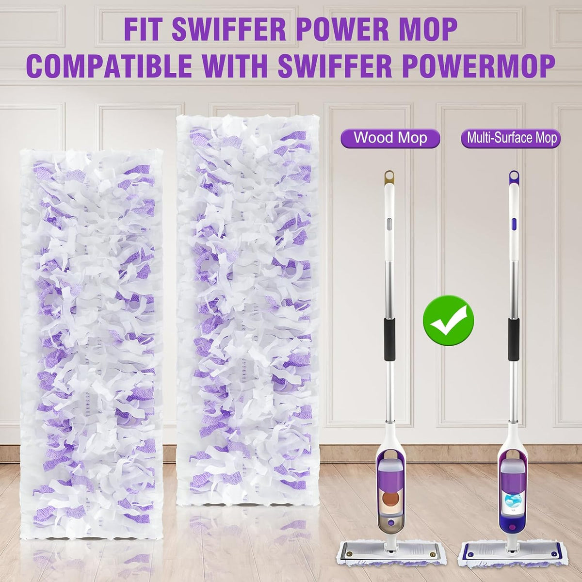 30 Pack Power Mop Refills Pad for Swiffer Power Mop, Disposable Spray Wet Pad Refills for Swiffer Power mop Multi-Surface &Wood Mopping Pad Refills