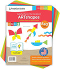 ARTshapes 840 pc Creative Paper Shapes Pack with 70+ Idea Guide - US Made Card Stock - Punch Out Funky DIY Craft Supplies for Whimsical Art Designs, Paper Crafts, and Pattern Play 5 Bright Colors