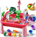 Water Table for Toddlers 3-5- Kids Play Sink with Pump and Running Water, Water Table for Kids Ages 4-8 with Fishing Game, Summer Outside Sensory Gift Toys for Boy and Girl 3 4 5 6 7 8 (Red)