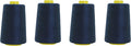Mandala Crafts 4 Pack of Serger Threads Cones Spools - 40S/2 24000 Yards Polyester Navy Blue Threads for Sergers Machine and Overlock Quilting Sewing Machine