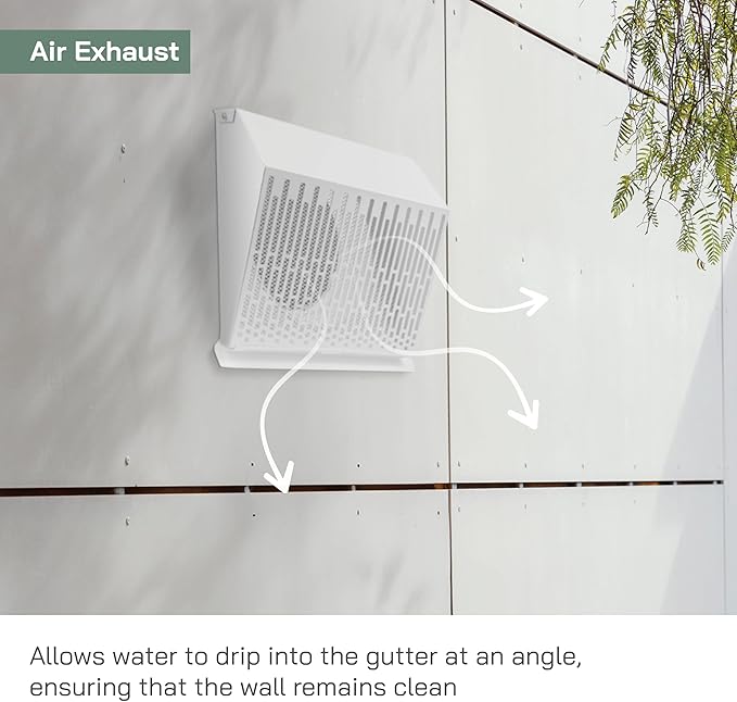 Vent Systems 10" Inch Exhaust Vent Cover with Rubber Gasket - White Galvanized Steel - Robust and Weatherproof Outdoor Air Exhaust Box - Duct or Surface Mounting - Rain and Snow Protection