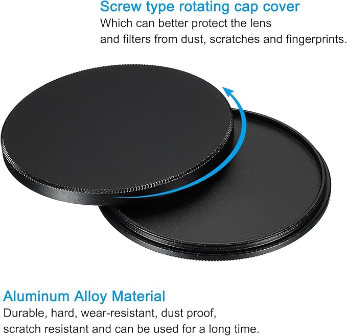 PATIKIL 62mm Lens Cap, 2 Pack Camera Lens Cap Cover Universal Front Metal Lens Filter Stacks Cap Protective Case for 62mm Camera Circular Polarizing Fader ND Filter, Black