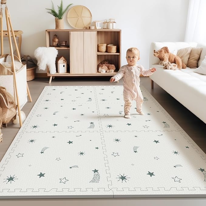 Baby Foam Play Mat, 72x48 Crawling Mat, Floor Mats for Kids for Baby with Interlocking Floor Tiles, Toddler Play Mats for Indoor and Outdoor, Easy to Clean Playroom Playmats