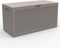 Modern-Depo 100 Gallon Deck Box Waterproof Outdoor Storage Bench Polypropylene PP Garden Tools Pool Towel Storage Bin Porch Delivery Box, Gray