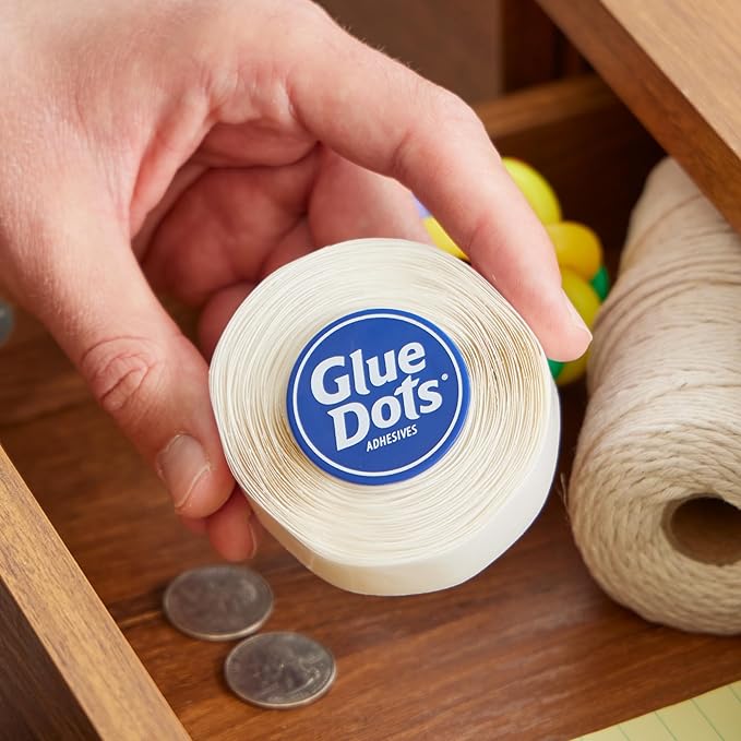 Glue Dots, Roll for everyday uses, 3-pack, ½”, .5 Inch, 900 Total Dots, Movable, Repositionable, Multi-Functional, Label Containers, Glue Stick and Tape Alternative, Clear