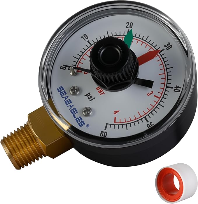 ECX2712B1 Pressure Gauge Replacement for Pentair Pool/Spa Valve and Filter, 1/4" NPT Back mounting 2" Dial Pool Pump Pressure Gauge 0-60psi/4bar. (190059)