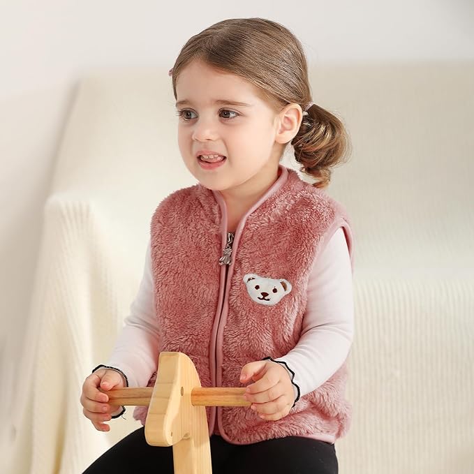 Baby Boys Girls Fleece Vest Zip Up Cute Bear Jackets Fuzzy Fall Winter Warm Clothes Newborn Outwear for Toddler Infant