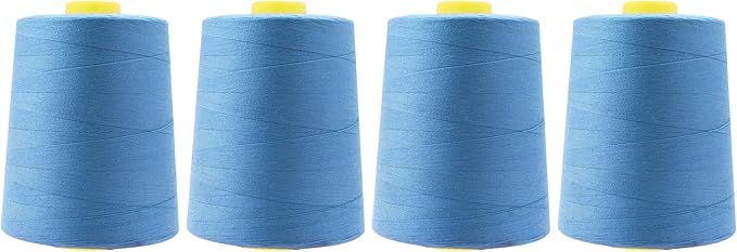 Mandala Crafts 4 Pack of Serger Threads Cones Spools - 20S/2 24000 Yards Polyester Dusty Blue Threads for Sergers Machine and Overlock Quilting Sewing Machine