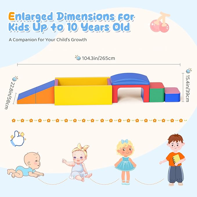 Lischwert Foam Climbing Blocks for Toddlers, Soft Play Ball Pit, Baby Climbing Blocks Soft Play Climbing for Toddlers with Foldable Block and Tunnel Indoor Climbing Toys for Toddler 1-3
