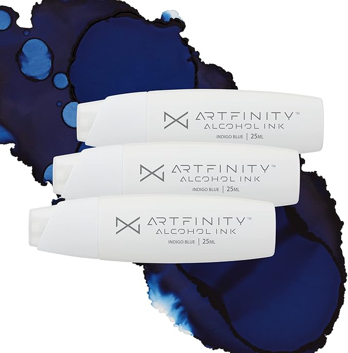 Alcohol Inks 3 Pack - Vibrant, Professional, Dye-Based Alcohol Inks for Artfinity Alcohol Markers, Artists, Drawing, & More! - Indigo Blue B7-8