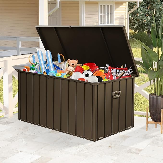 Domi 200-Gallon Outdoor Storage Box – Waterproof, Lockable Storage Cabinet for Patio Furniture, Garden Tools & Pool Supplies – Large Metal Storage for Cushions