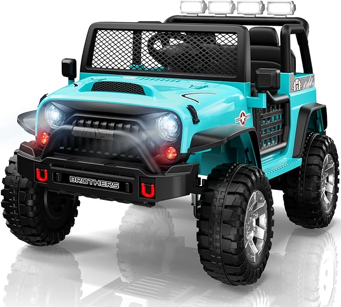 L8 2 Seater Ride On Car, 12V Kids Electric Car w/Remote Control, 4-Wheel Suspension, Bluetooth Speaker, Multi Music Modes, 3 Speeds, LED Lights, Xmas & Birthday Gift Ideas for Kids Ages 3+