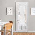 NICETOWN White Sheer Curtains for French Front Door, Short Curtains for Small Window, Sidelight Thermal Insulated Door Side Window Covering, W26 x L64, 1 Panel