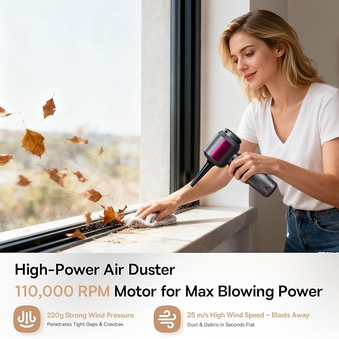 REWONDER Car Vacuum Cleaner High Power, 22000Pa Vacuum Cleaner & 110000RPM Air Duster, Handheld Vacuum with 7800mAh Battery for Valentines Day Gifts, Storage Bag & Multi-Nozzles for Car, Home