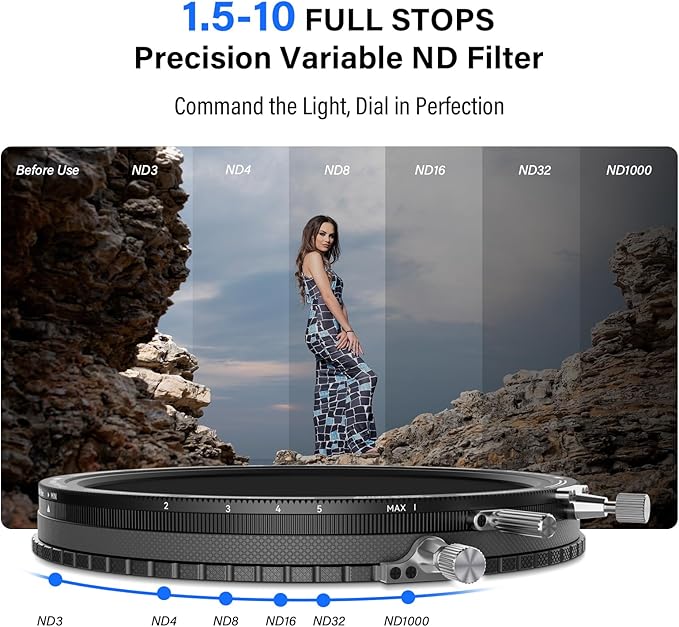 H&Y RevoRing MKⅡ82mm 86mm 92mm 95mm Variable ND Filter & CPL Polarizer, 3-in-1 VND (ND3-1000) Camera Lens Filter with Adjustable Adapter Ring, 22 Multi-Layer Nanocoating