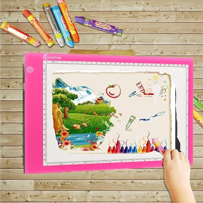 Light Box Drawing A4,Tracing Board with 3 Brightness Adjustable for Artists, Animation Drawing, Sketching, Animation, X-ray Viewing (Red)