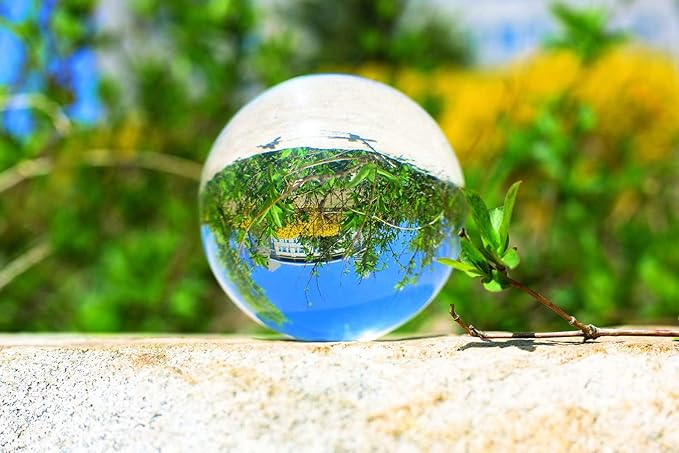Crystal Ball Glass Globe Decor - Crystal Sphere with Stand & Gift Box, Clear Decorative Crystal Globe, 3D Crystal Ball for Home Decor Photography, Gazing Divination Fengshui Meditation, 3 inch/80mm