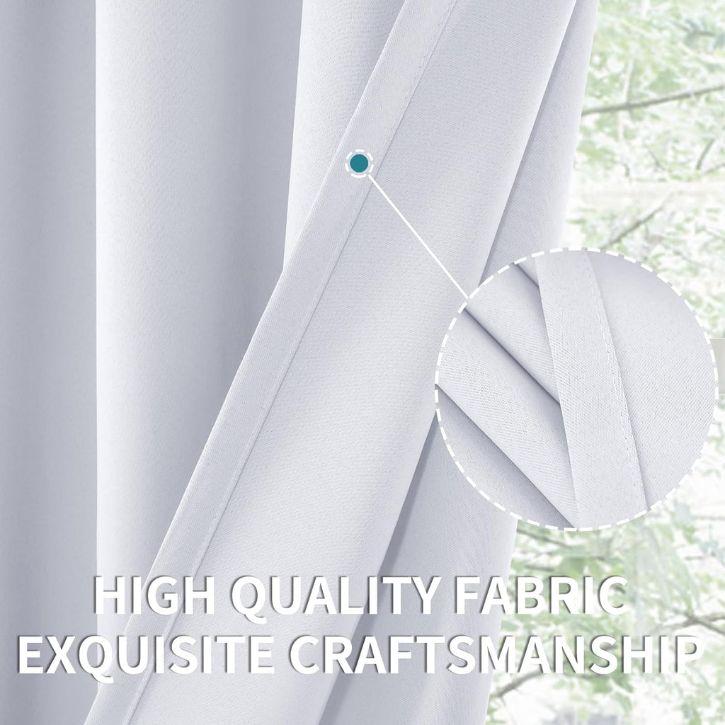 BGment Rod Pocket Room Darkening Curtains for Bedroom 72 Inches Long - Thermal Insulated Blackout Curtain Drapes for Living Room, 52 x 72 Inch, 2 Panels, Greyish White