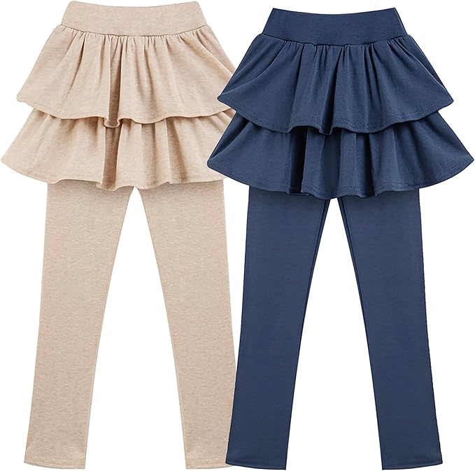 Girls School Uniform Pants Leggings with Skirts Stretch Warm Jegging 4-12 Years