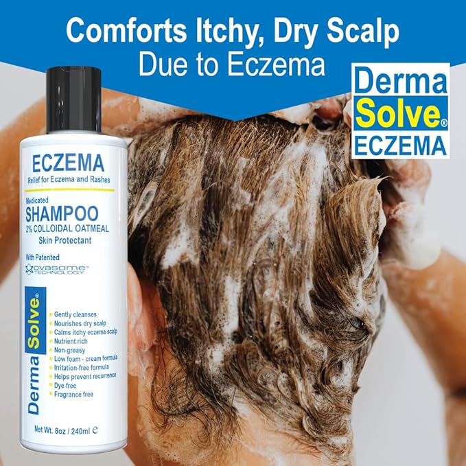 Eczema Shampoo & Conditioner (Combo Pack) - Flare Control Scalp & flake Relief Therapy that Protects, Moisturizes, and Repairs Skin by DermaSolve - Kids & Adults - Steroid Free