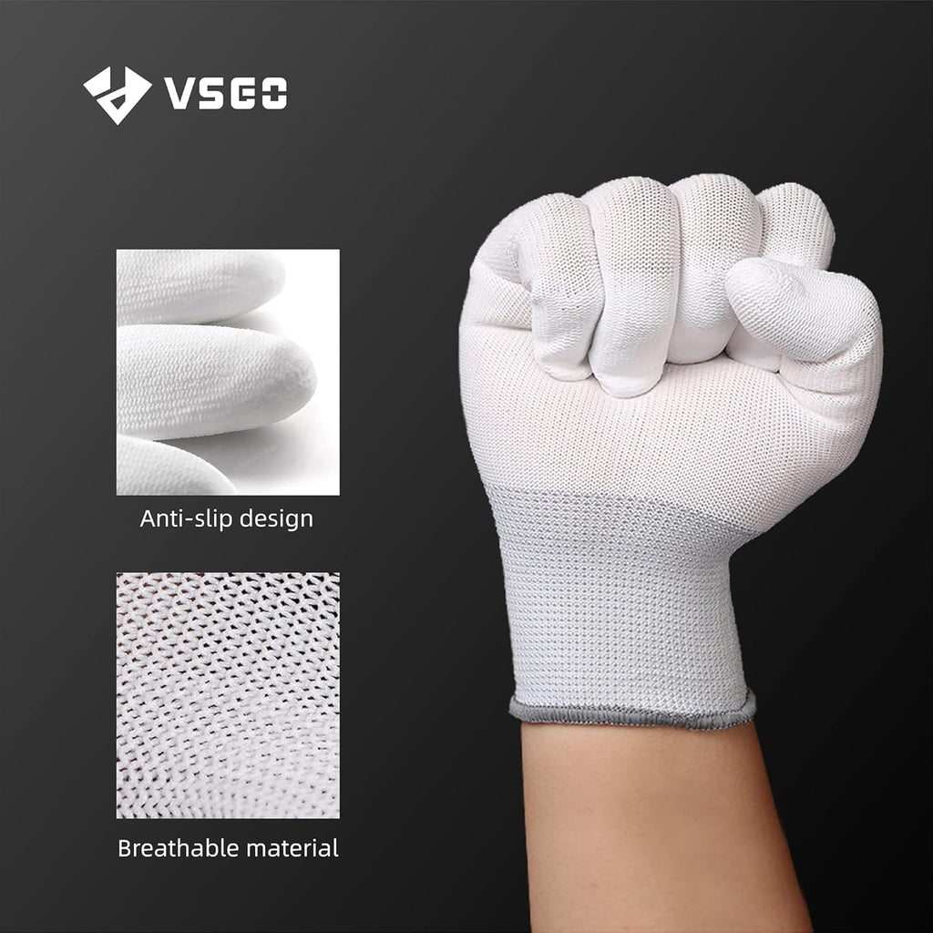 VSGO Professional Camera Cleaning Gloves Anti-Static for Camera and Sensor Cleaning, Compatible with Precision Instruments, White (DDG-1)