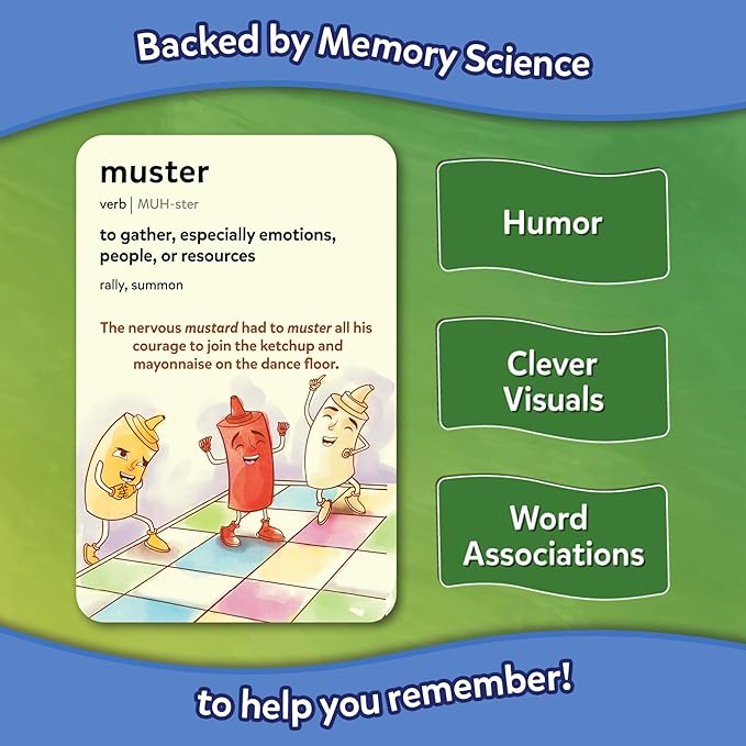 Skillmatics Vocabulary Flash Cards for Kids - Learn 100 Words with Wordplay, Visuals, & Soundplay, Christmas Stocking Stuffers, Educational Gifts for Ages 8, 9, 10 & Up, Screen-Free Language Game