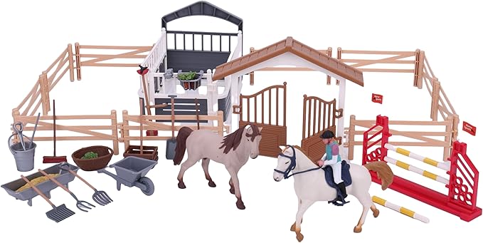 Horse Stable Playset, Pretend Play Toys Animal Toys Set for Boys and Girls 3+ Birthday Gifts