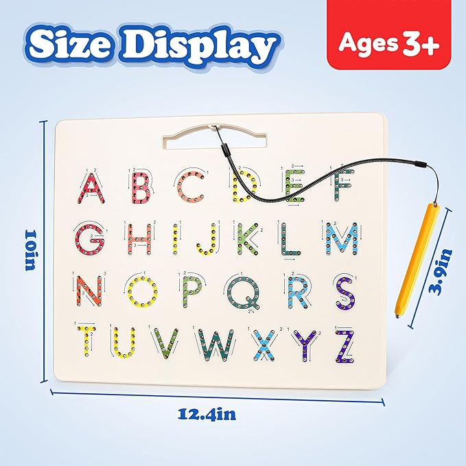 2 in 1 Magnetic Number Tracing Board, Magnetic Drawing Board Numbers 1-20 Writing Board Preschool Handwriting Learning Toys Alphabet & Math STEM Educational Toy for Toddlers Kids