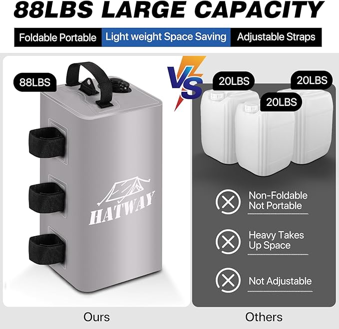 Canopy Water Weight Bag,88 LBS Water Tent Weights Set of 4 Leg Weights for Pop Up Canopy,Gazebo,Canopies,Tent-4 * 10L-Gray