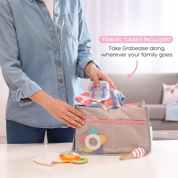 Grabease Baby Spoons Baby Led Weaning Supplies Toddler Forks Feeding, BPA-Free & Phthalate-Free for & Toddler, 2 Sets, Blush and Lavender