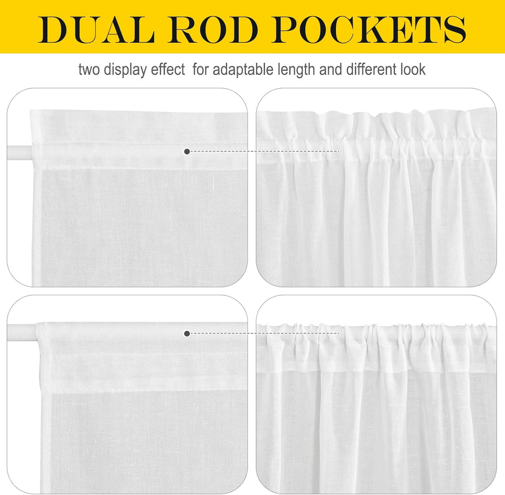 NICETOWN Sheer Door Curtain, Side Curtains for Small Window, Front French Door Window Covring, Rod Pocket Sidelight Curtains with Tieback, 1 Panel, White, 26W X 40L