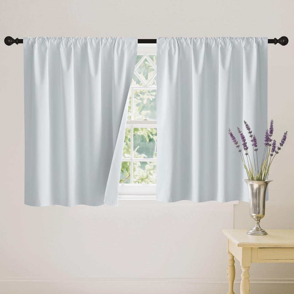 RYB HOME White Short Blackout for Small Window 45 inches Length, Thermal Insulated 100% Blackout Noise Reducing Window Shades for Bedroom Office, 42 inches Wide by 45 inches Long