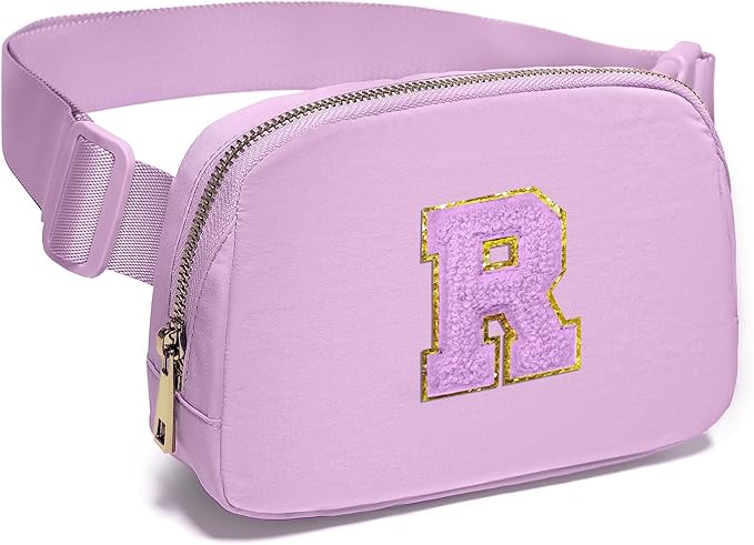 Gitus Gifts for 8 9 10 11 12 Year Old Girls Belt Bag Fanny Pack Crossbody Bags with Initial Letter Patch Cute Stuff Birthday Gifts for Teen Girls Women Personalized Trend Stuff (Lavender-R)