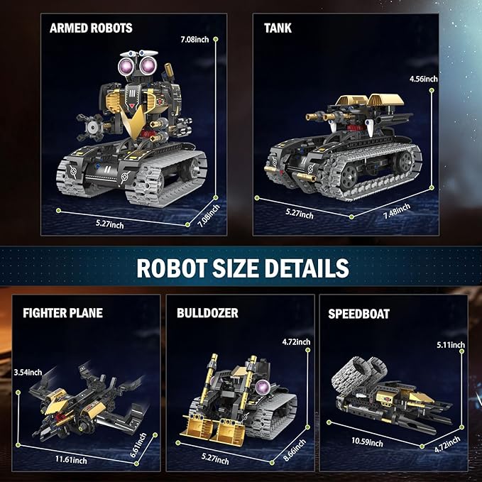 Robot Building Kit with Remote Control, STEM Gifts for Kids Age 8-12, Science Robot Kit Coding Robotics Technic Toy for Boys Girls Birthday Gifts, 5-in-1 Models with 323 Pieces