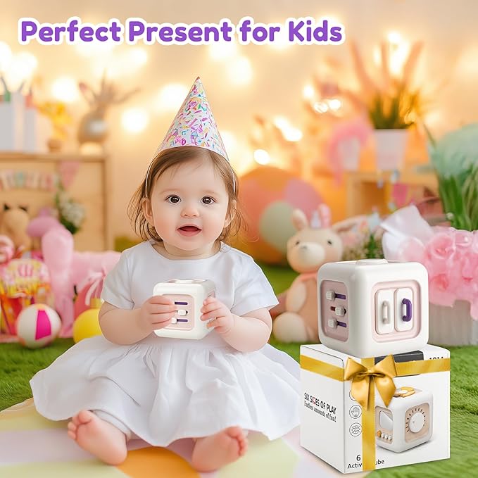Busy Cube Toys for 1 Year Old Girl Gifts, Montessori for Baby Girl, Travel Sensory Toys for Toddlers 1-3, Learning Fine Motor Skills| 1st Birthday Girl Gifts 12 Months +