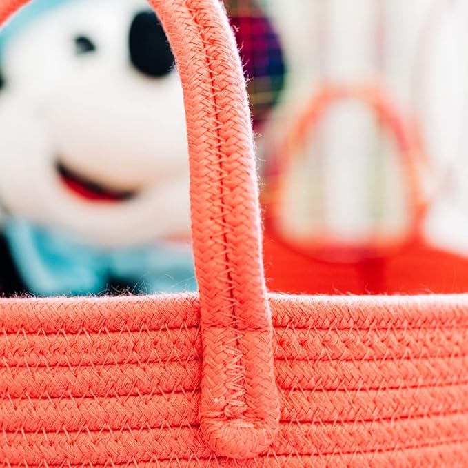 OrganiHaus Tall Rainbow Rope Blanket Basket for Living Room Decor, Cute Woven Baby Laundry Basket, Baby Nursery Hampers for Toys, Kids Laundry Hamper for Dirty Clothes, Decor for Kids Classroom
