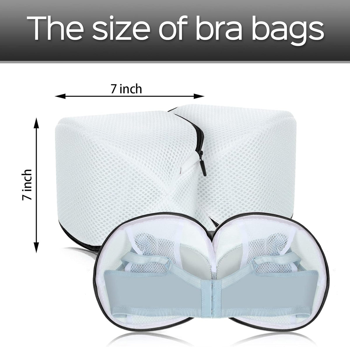 Shappy 6 Pieces Bra Washing Bag for Laundry Mesh Wash Lingerie Underwear Brassiere Washing Bags with Zipper for Women Laundry Storage(7.87 Inch,Black)