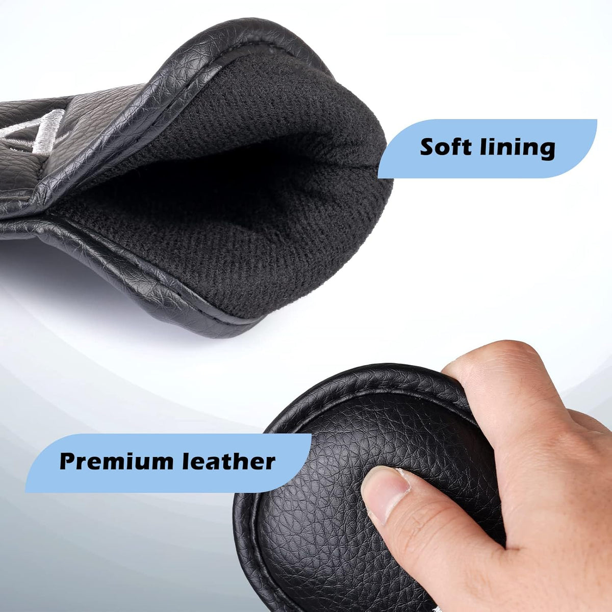 CRAFTSMAN GOLF 12pcs or 1pc Thick Synthetic Leather Golf Iron Head Covers Set Headcover Fit All Brands Callaway Ping Taylormade Cobra Etc. Also Custom Name