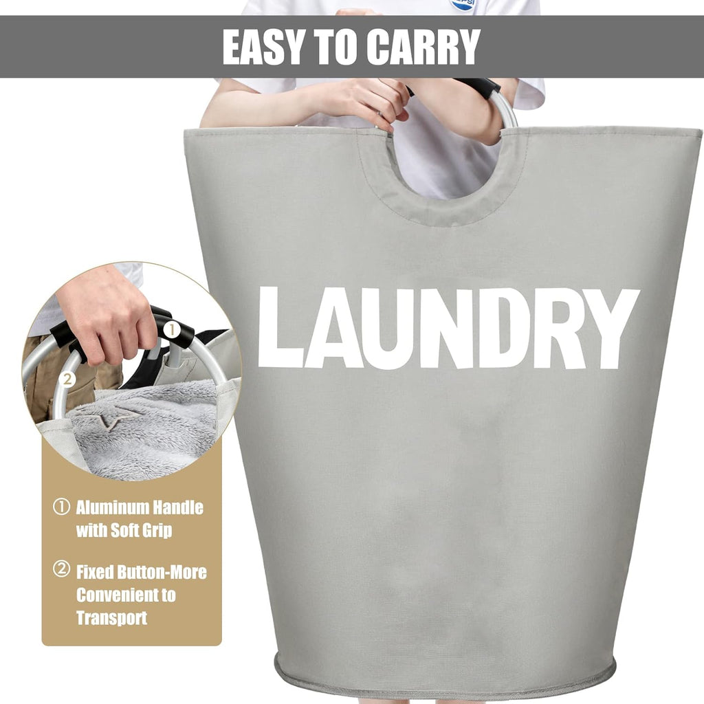 DOKEHOM 160L XX-Large Laundry Basket (7 Colors), Collapsible Laundry Bag, Foldable Laundry Hamper, Folding Washing Bin (Grey, XXL)