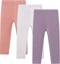 Toddler Organic Cotton Girls Leggings Casual Basic Leggings Full Length Bottom Solid Color 3 Pack